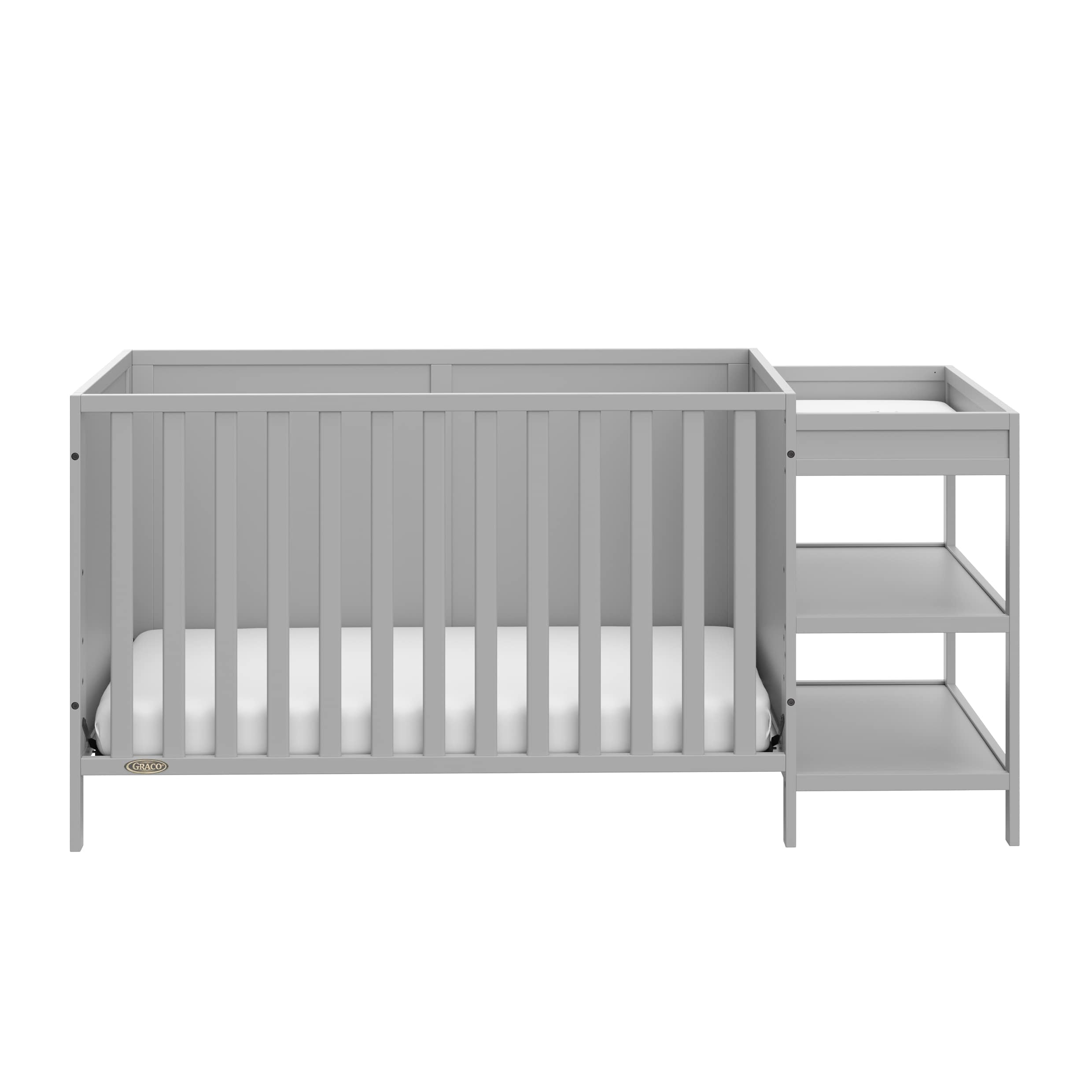Graco Theo 5-in-1 Convertible Baby Crib and Changer, Pebble Gray