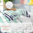 thumbnail image 2 of 3 Piece Anchor Aqua Duvet Cover Set Full Size, Microfiber Comforter/Quilt Cover with Corner Ties and 2 Pillowcases, Modern Navy Blue White Striped Nautical All Season Soft Bedding with Zipper Closure, 2 of 8
