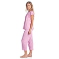 thumbnail image 2 of Casual Nights Women's Short Sleeve Embroidered Floral Capri Pajama Set, 2 of 5