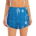 thumbnail image 2 of KLL Blue Christmas Pattern Shorts Women,Athletic Shorts High Waisted Running Shorts Pocket Sporty Short Gym Elastic Workout Shorts-Medium, 2 of 7
