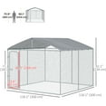 thumbnail image 3 of PawHut Outdoor Dog Kennel  with Roof, Dog Run with Waterproof & UV-Resistant Cover, Secure Lock, for Backyard & Patio, 9.8' x 9.8' x 7.7', 3 of 10