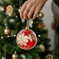 thumbnail image 4 of Costeam 8CM Red Light-Up Gold Glitter Electroplated Christmas Ball Tree Hanging Ornament, 4 of 6