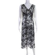 Angle View: Pre-owned|Paco Rabanne Womens Halter Top Empire Floral Dress Silver Red Black Size 38