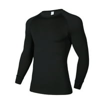 ZVNAΖH Mens Compression Thermal Shirt - Long Sleeve Fleece Base Layer Undershirts Football Baseball Athletic Running Muscle Tops