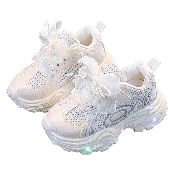 WXFAZCVU Girls Light Up Sneakers Round Toe Soft Soled Casual Outdoor Lightweight Shoes Size 5.5