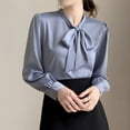 thumbnail image 5 of Summer Tops, Women'S Tops, Elegant Women's Blouse Satin Silk Button Down Long Sleeve Casual Work Shirt for and Everyday Wear, 5 of 7