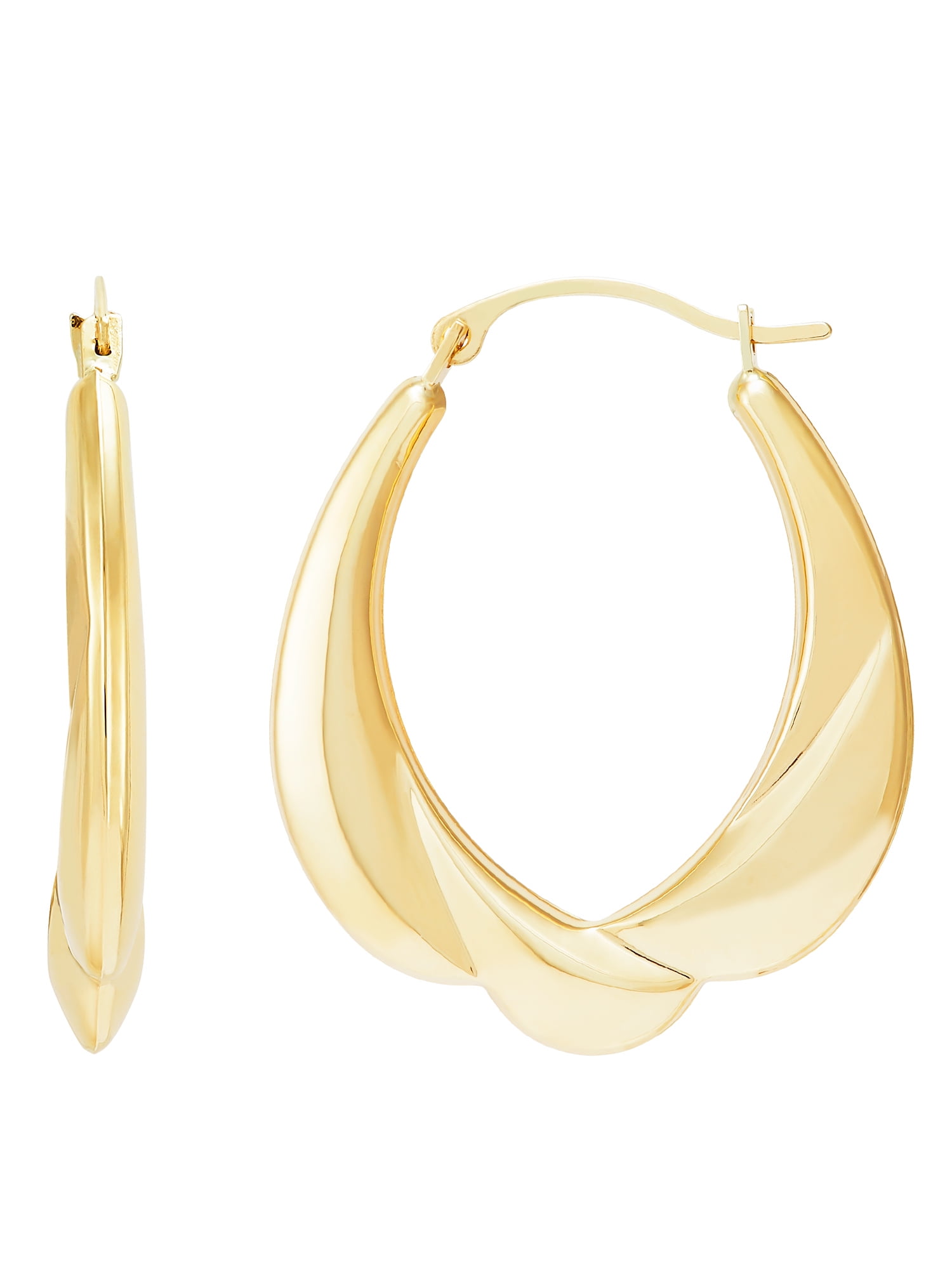 10K Yellow Gold Scalloped and Textured Hoop Earrings MSRP $68 