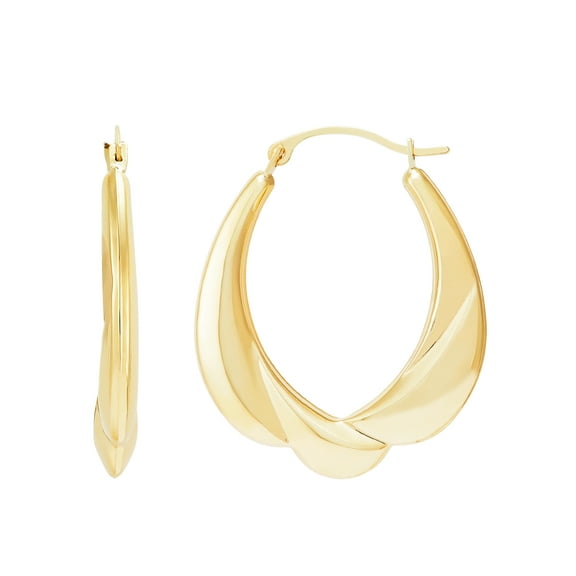 Brilliance Fine Jewelry 10K Yellow Gold Hollow Large Swirl Hoop Earrings