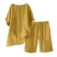 thumbnail image 5 of Resicozy 2 Piece Sets for Women Summer Shorts Oversized Short Sleeve and Bermuda Shorts Lounge Sets Matching Outfits Clothing Earthy Yellow 2XL, 5 of 6