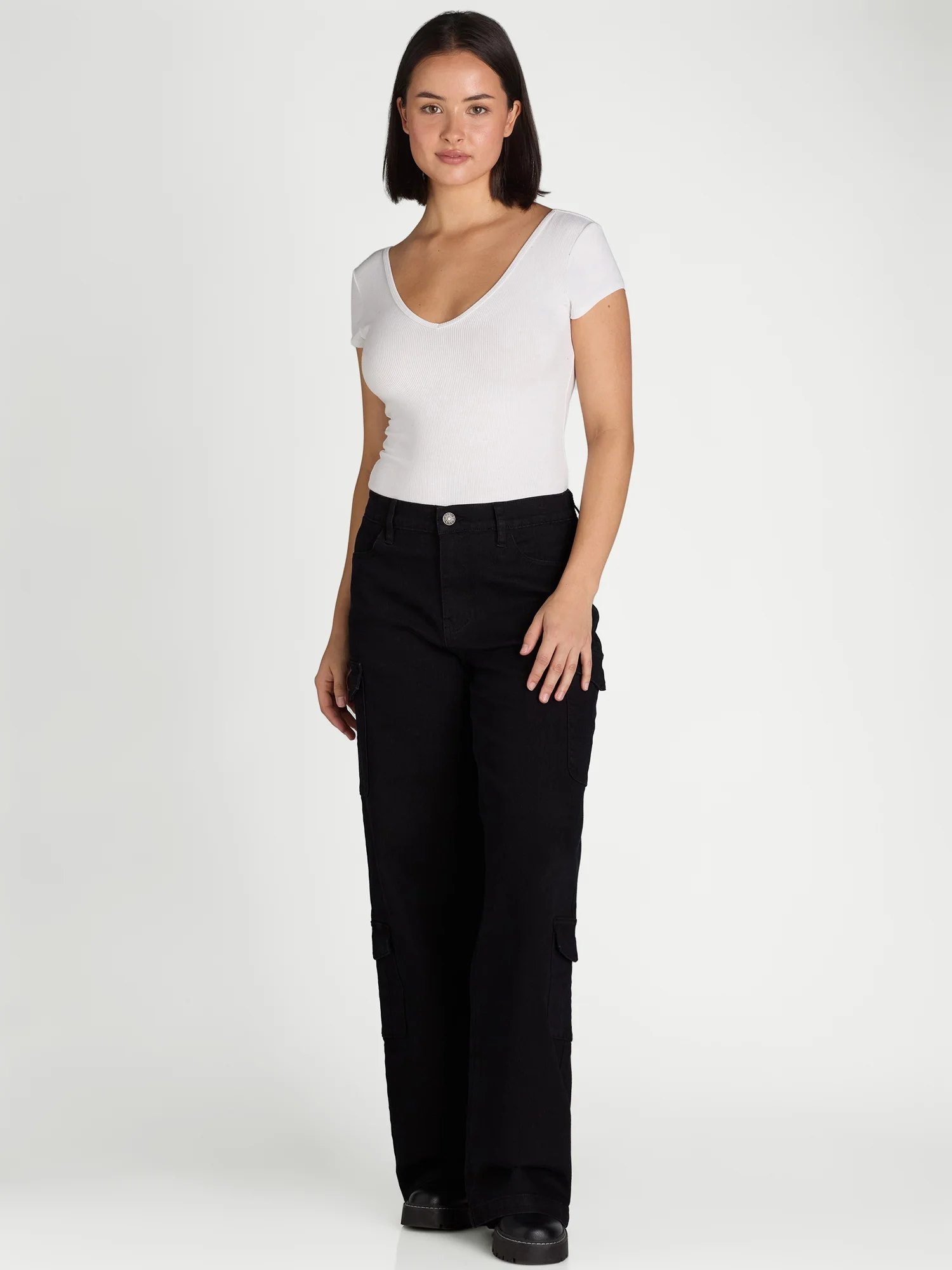 Madden NYC Oversized Cargo Jeans, Women's and Women's Plus