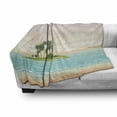 thumbnail image 3 of Island Soft Flannel Fleece Throw Blanket, Exotic Ocean Landscape with Palm Trees Jungle at Sunset Sky Clouds, Cozy Plush for Indoor and Outdoor Use, 70" x 90", Olive Green Peach, by Ambesonne, 3 of 6