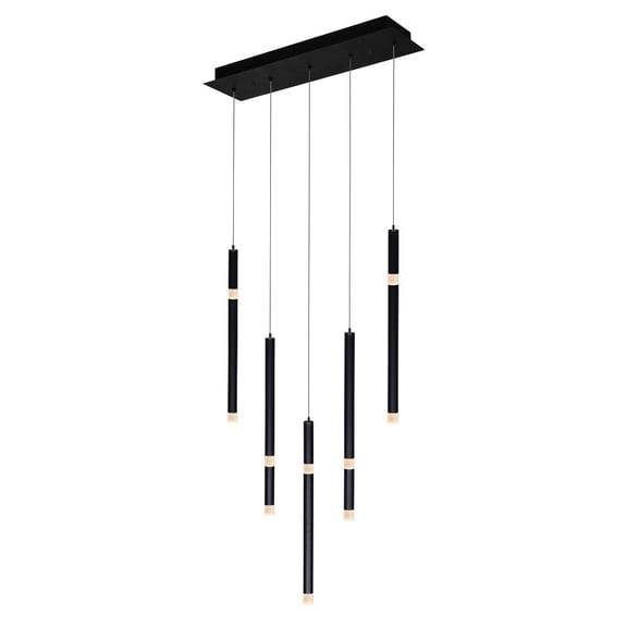 CWI Lighting Flute 5 Light Contemporary Metal LED Chandelier in Black