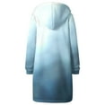 thumbnail image 3 of IROINNID Trench Coat for Women Winter Warm Coat Gradient Loose Hoodie Thermal Outerwear Knee Length Tops with Pocket,Light Blue, 3 of 5