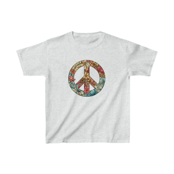 Colorful Kids T-Shirt with Boho Peace Sign - 4 Shades to Choose From