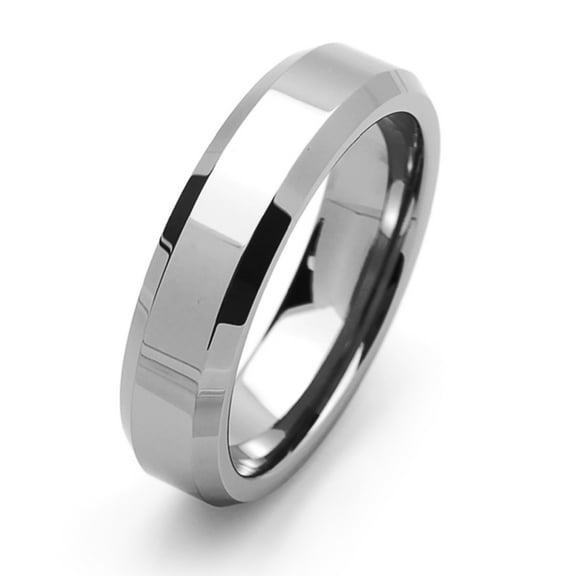 Men Women Tungsten Carbide Wedding Band Ring 6mm Comfort Fit Beveled Edges For Men & Women