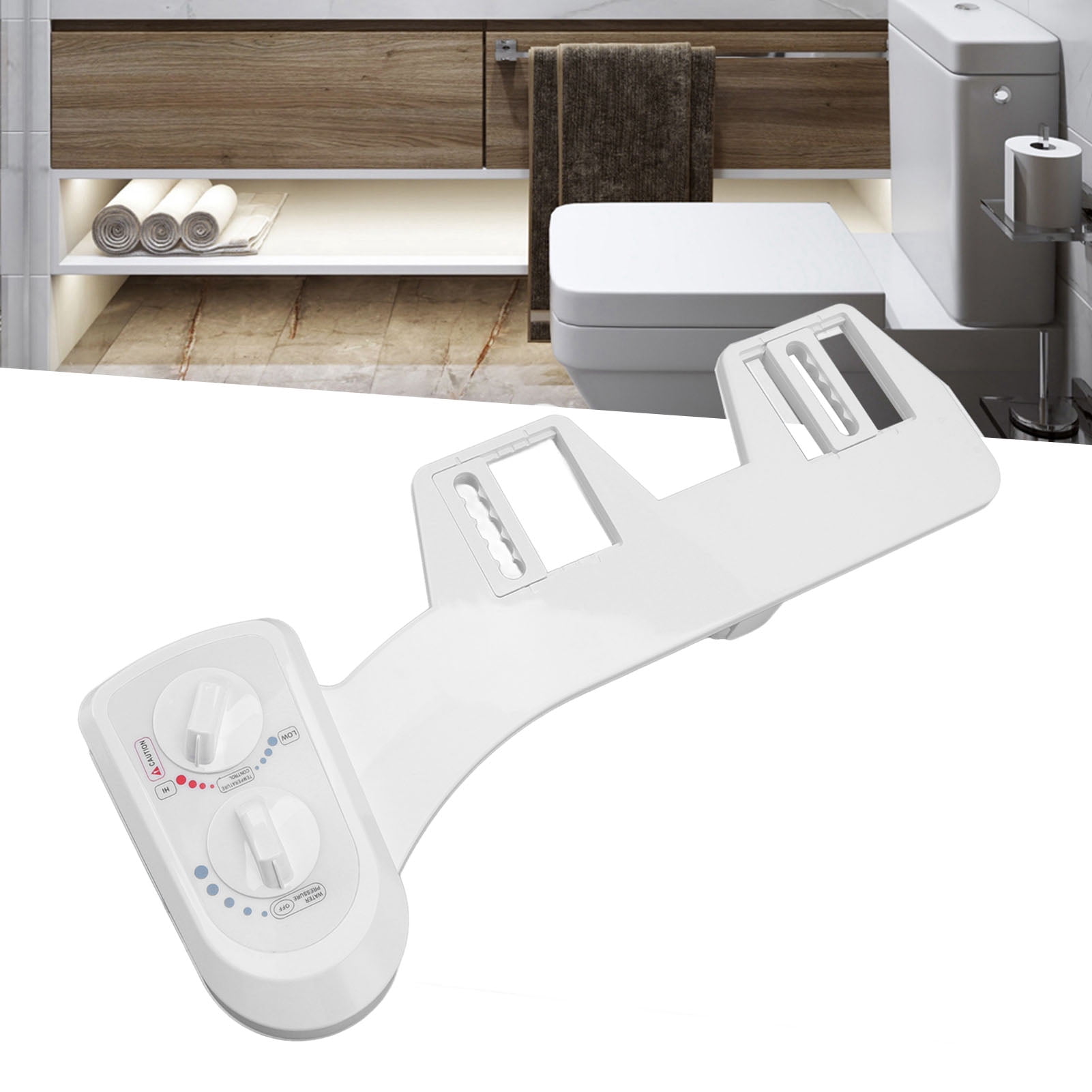 Rupoun Non Electric Bidet Attachment with Self Cleaning Dual Nozzles, Toilet Bidet Spray for Home Bathroom, White (18.11 inches / 46 cm)