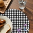 thumbnail image 3 of Spring Floral Round 13 Inch Placemats Set of 4, Black White Checkered Farmhouse Butterfly HeatResistant Non Slip Place Mats for Dining Table, Wipeable Braided Kitchen Table Mats for Housewarming, 3 of 9