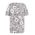 thumbnail image 4 of Lorytime Over Sized T Shirt Women Short Sleeve Shirts Crew Neck Summer Tee Hawaii Ruffle Loose Casual Clothes Gray XL, 4 of 5