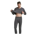 thumbnail image 5 of 2 Pcs/Set Winter Men Thermal Underwear Set Round Neck Long Sleeve Warm Thick Pure Color Slim Fit Elastic Open Crotch Men Pajamas Set Homewear Clothing, 5 of 8
