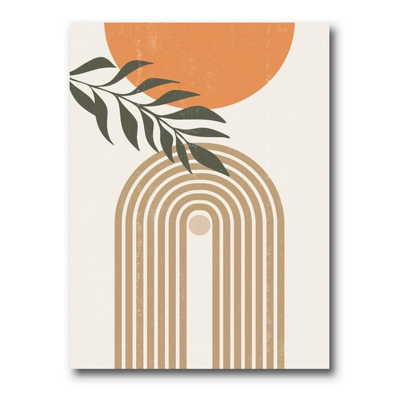 Designart ' Abstract Moon Sun Leaves I ' Modern Canvas Wall Art Print