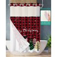 thumbnail image 2 of No Hook Shower Curtain with Snap in Liner, Merry Christmas Snowman Xmas Tree Red Buffalo Plaid Hotel Shower Curtains for Bathroom, Washable Shower Curtain Liner Set with Mesh Top Window, 36"x72", 2 of 6