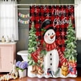 thumbnail image 6 of Elk Snowman Christmas Shower Curtain Set with Hooks, Snowy Winter Trees Waterproof Fabric Bathroom Curtains Decor Home Accessories,Stall 36 X 72 Inch, 6 of 9
