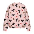 thumbnail image 5 of SCRAWLGOD Dog Bone Spots Print Black Full Zip Up Sweatshirt for Women Crewneck No Hood Fall Winter Trendy Casual Loose Long Sleeve Workout Jacket with Pockets for Daily Wear, XXL, 5 of 7