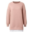 thumbnail image 4 of HNMKIU Women's Casual Solid Color Front Zipper Long Sleeve Pullover Soft Comfortable Crewneck Sweatshirt for Everyday Wear 05_Pink,L, 4 of 5