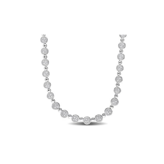 Sterling Silver 1/2 Carat (Ctw) Diamond Tennis Necklace (17 inches 6.5mm) for Women