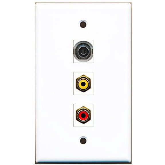 RiteAV - 1 Port RCA Red and 1 Port RCA Yellow and 1 Port 3.5mm Wall Plate