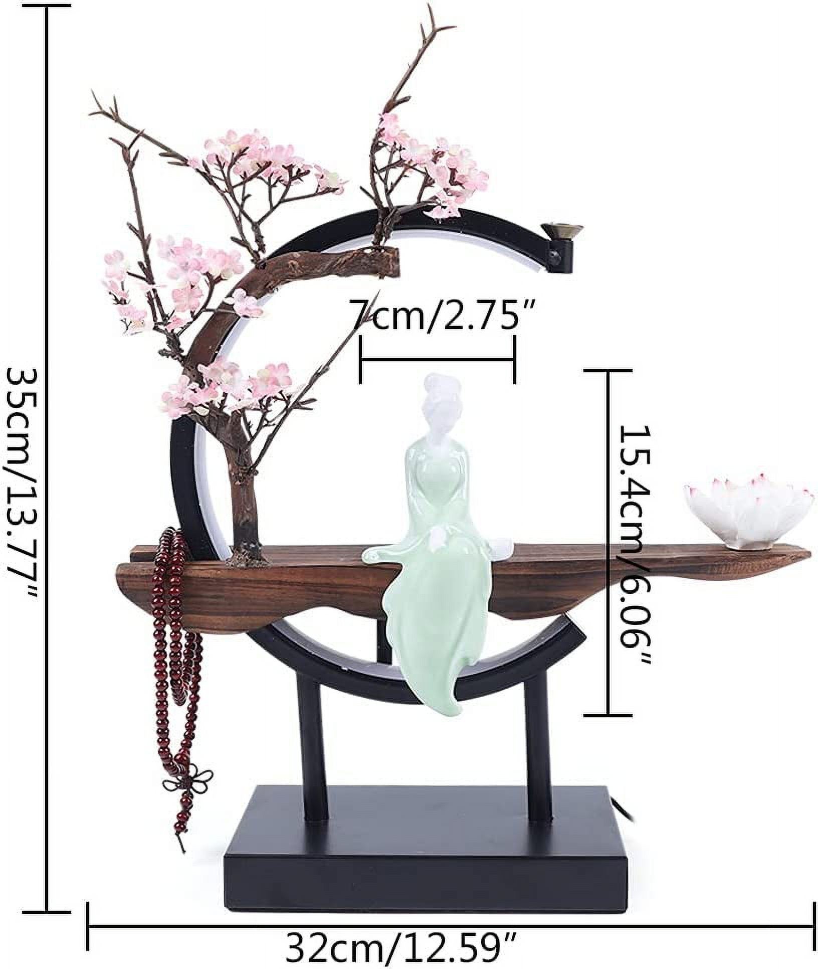 Desktop LED Backflow Incense Burner Backflow Incense Stick & Cone Burner Holder Ceramic Cone Incense Holder Ancient Style Backflow Incense Burner Ornament