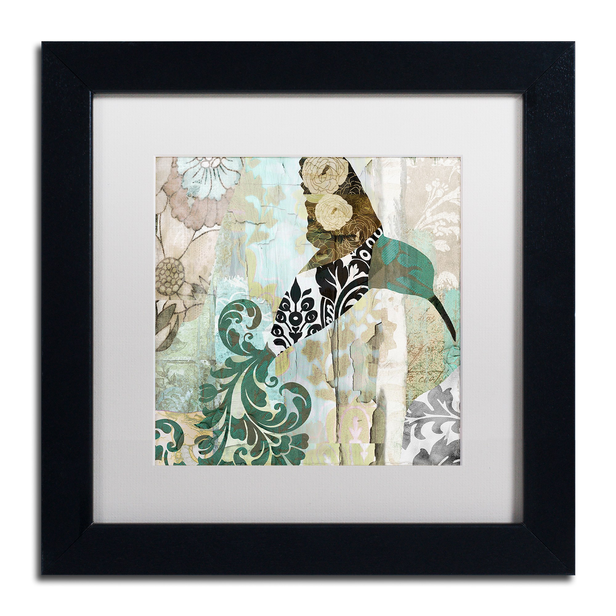 Trademark Fine Art "Hummingbird Batik I" Canvas Art by Color Bakery White Matte, Black Frame