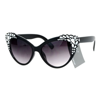 Chic Black Visor Sunglasses with Rhinestone Edge Amazon.com: willochra Flat Top tassel Sunglasses Rhinestone  main image 3