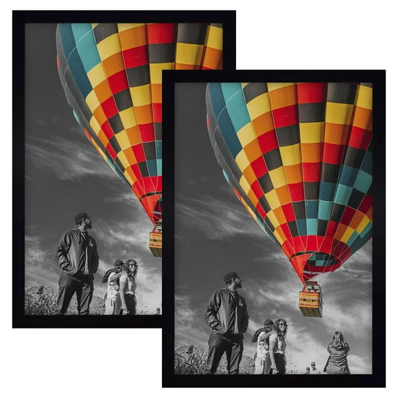 Golden State Art, 13x19 Poster Frame - Plexiglass Engineered Wood with Sawtooth Hangers for Wall Display, Horizontal Vertical (Black, Set of 2)