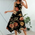 thumbnail image 2 of YDKZYMD Summer Casual Dresses for Women Floral Flowers Wedding Maxi Beach Boho Tank Dresses Hem Sundress Petite Sleeveless Midi Dress with Pockets Orange M, 2 of 5