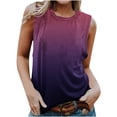 thumbnail image 2 of Hot6sl Économies d'Été Liquidation Débardeur Col Rond, Mode Femme Col Rond Blouse Sans Manches T-Shirt Imprimé Tops Amples, Blouse FemmeViolet,L, 2 of 8