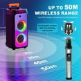thumbnail image 4 of FanFun Grande Machine de Karaoké, Machine de Chant Puissante 500W avec 2 Microphones, Système de Haut-Parleurs Bluetooth avec Roues et Poignée pour Fête Extérieure, T8, 4 of 9