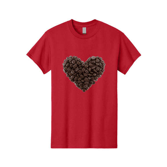 Coffee-Beans-Heart Mens Graphic Tee, 100% Cotton, Casual Summer Wear