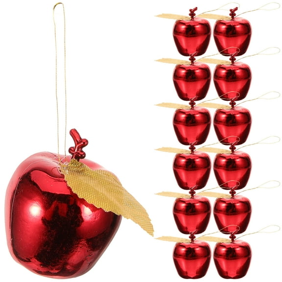 Amosfun Christmas Tree Apples Ornaments Red PVC Hanging Decoration 24Set