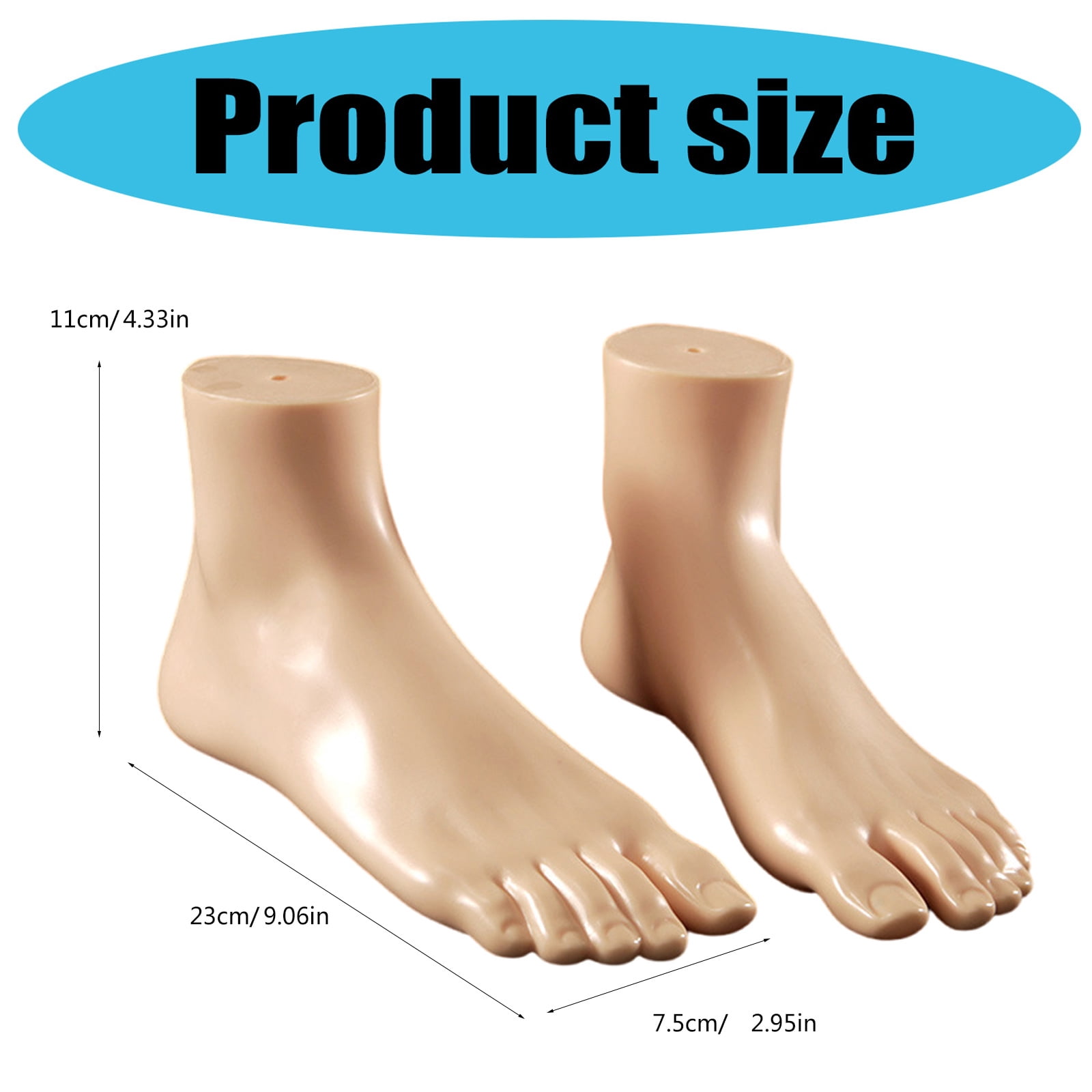 Pack of 2 Professional PVC Foot Mannequin Shoe Exhibition Foot Model for Footwear Presentation Academic Demonstration