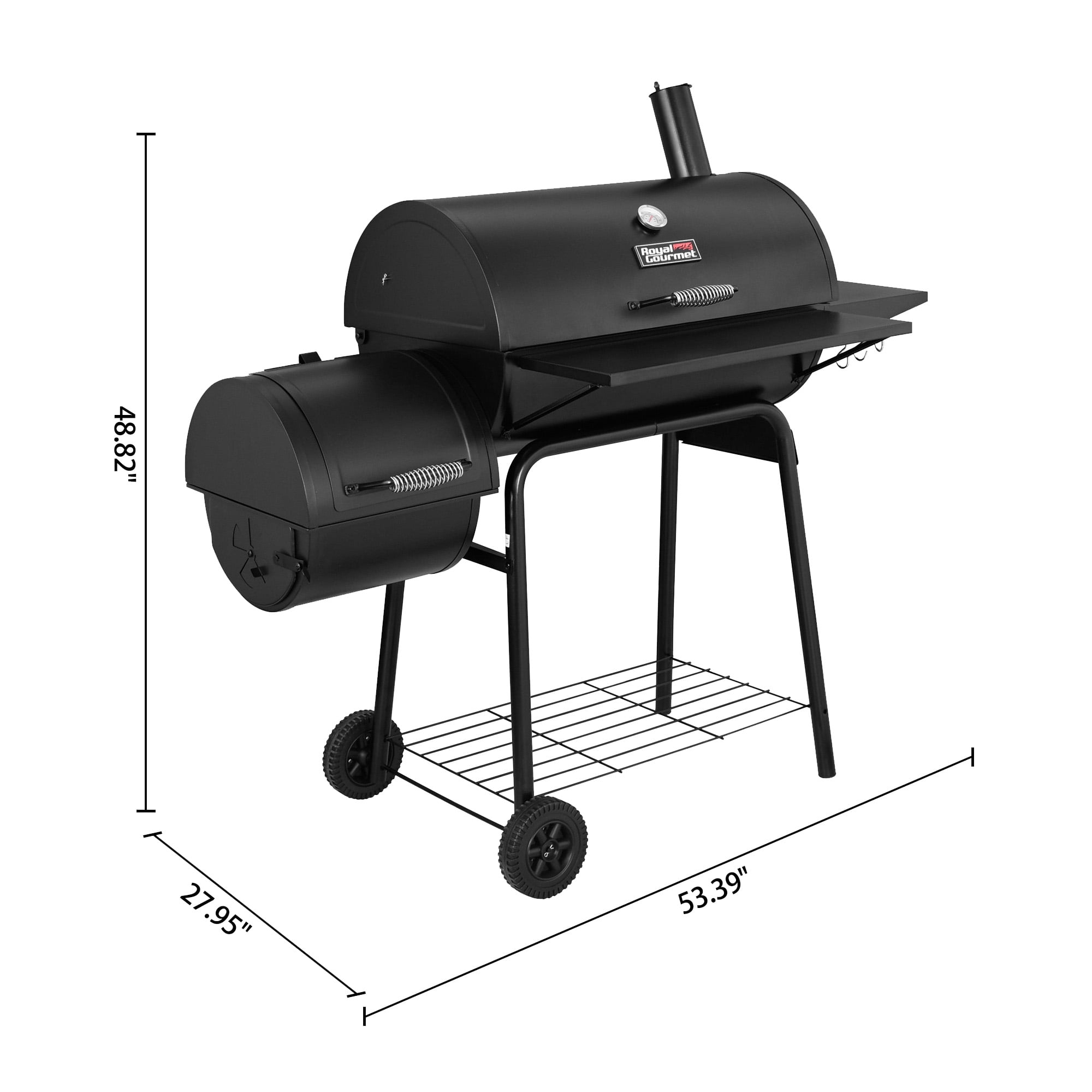 Royal Gourmet CC1830SC 30-Inch Charcoal Grill with Offset Smoker, 811 Square Inches Cooking Area in Total, with Cover Included, Perfect for Backyard Cooking,Black