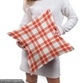 thumbnail image 5 of Ambesonne Plaid Fabric by the Yard Upholstery, Retro-Modern Checkered, 1 Yard, Orange White, 5 of 5