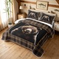thumbnail image 3 of Manfei Vintage Bear Twin Quilt Set, Fashion Buffalo Twin Coverlet Set, Dark Brown Black, Black Reversible, 2-Piece, 1 Bedspread and 1 Pillowcase, 3 of 7