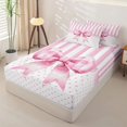 thumbnail image 2 of Homewish Pink Polka Dots Print Zipper Full Size Comforter Sets with Fitted Sheet and 2 Pillowcases,Pink Bowknot Kids Zipper Bedding Set For Bow Lovers,Pink Reversible,4 Pieces, 2 of 7