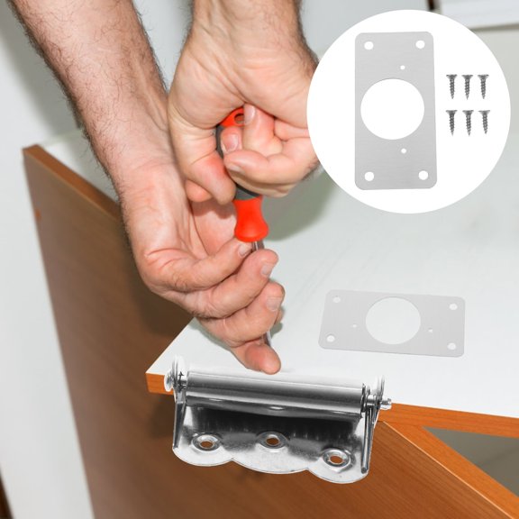 PBPBOX Cabinet Hinge Repair Plate Stainless Steel Plated Silver Versatile Design Easy Install