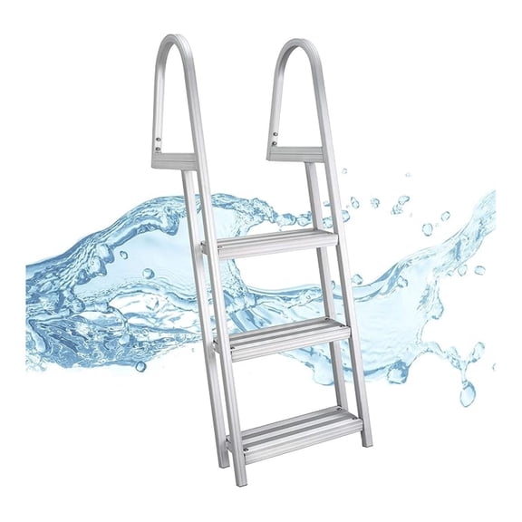 Marine Pontoon Boat Dock Heavy Duty Aluminum Removable Boarding Ladder (3-Step)