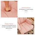 thumbnail image 5 of FERPIT Modern Accent Chair, Upholstered Teddy Velvet Vanity Chair with Arms Tall Back Desk Chair with Solid Wood Legs for Living Room Bedroom Waiting Room, Pink, 5 of 6