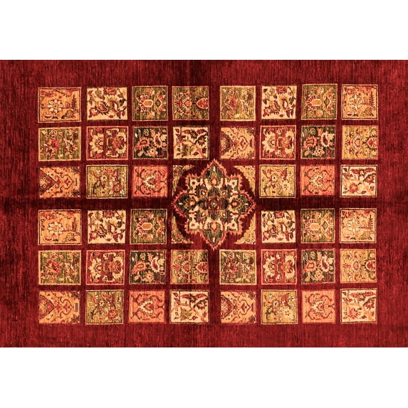 Ahgly Company Indoor Rectangle Abstract Orange Modern Area Rugs, 7' x 9'