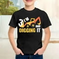 thumbnail image 2 of WUXIAN Toddler Shirt Short Sleeve Excavator Graphic Solid Color Tee Shirts Tops,Black,3-4 Years, 2 of 4