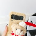 thumbnail image 3 of Allytech Phone Case for Samsung Galaxy Z Flip 4 5G 6.7", Christmas Warm Plush Furry Fuzzy Hat Bear Back Slim Cute Winter Case Cover for Kids Girls Women Compatible with Galaxy Z Flip 4 2022, Beige, 3 of 8
